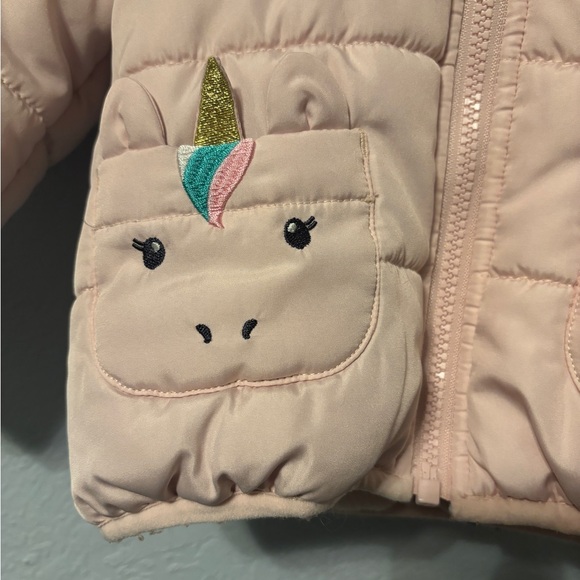 Pale pink 24 month unicorn puffer jacket - Picture 6 of 7